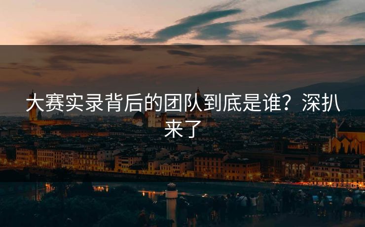 大赛实录背后的团队到底是谁？深扒来了