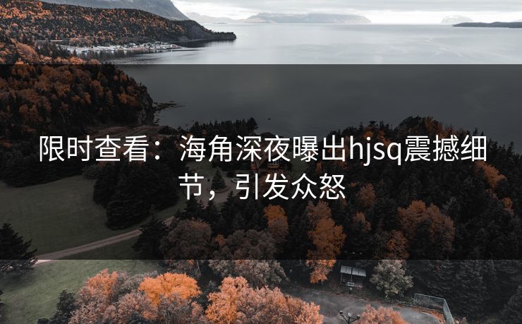 限时查看：海角深夜曝出hjsq震撼细节，引发众怒