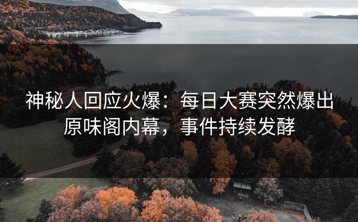 神秘人回应火爆：每日大赛突然爆出原味阁内幕，事件持续发酵
