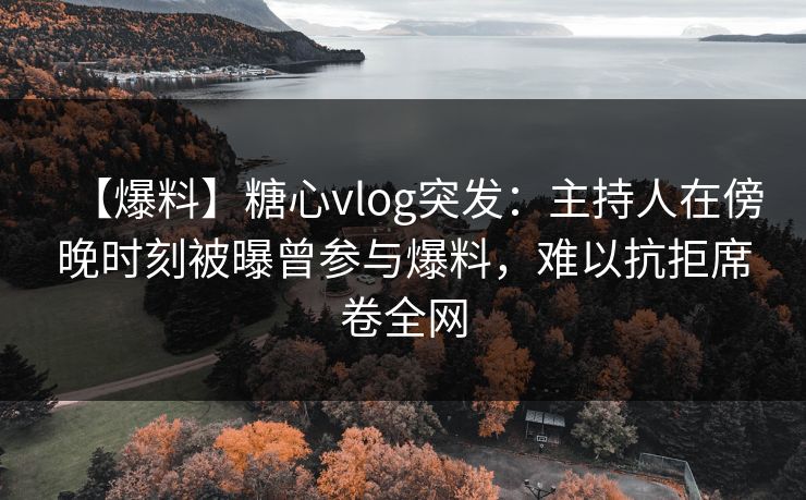 【爆料】糖心vlog突发：主持人在傍晚时刻被曝曾参与爆料，难以抗拒席卷全网