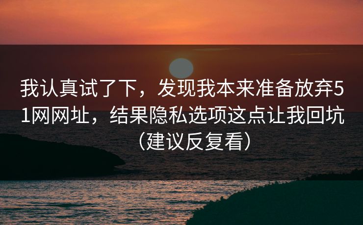 我认真试了下，发现我本来准备放弃51网网址，结果隐私选项这点让我回坑（建议反复看）